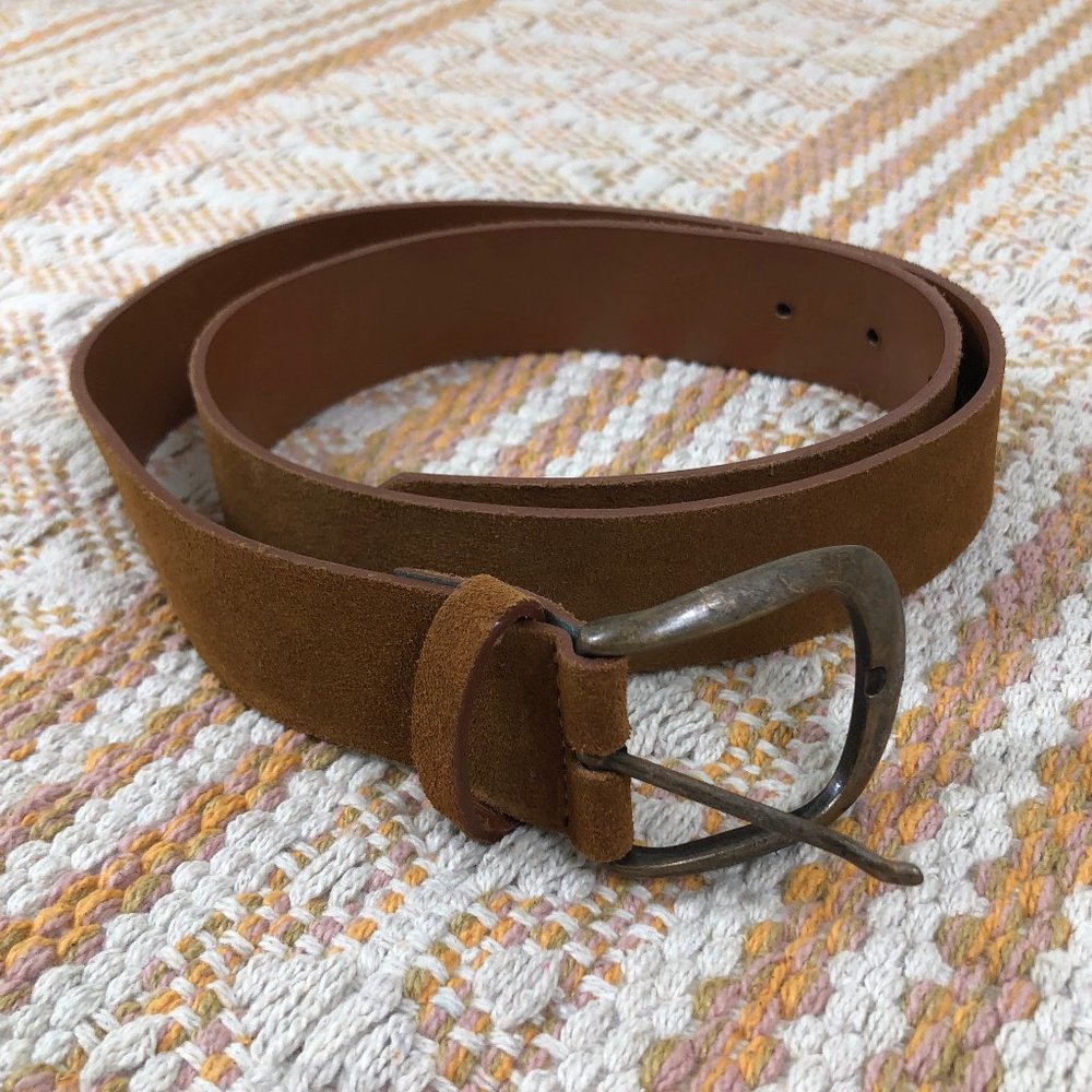 brown suede simple boho belt M 34 36